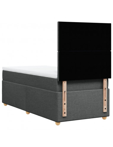 Giroletto a Molle con Materasso Grigio Scuro 90x190 cm Tessuto