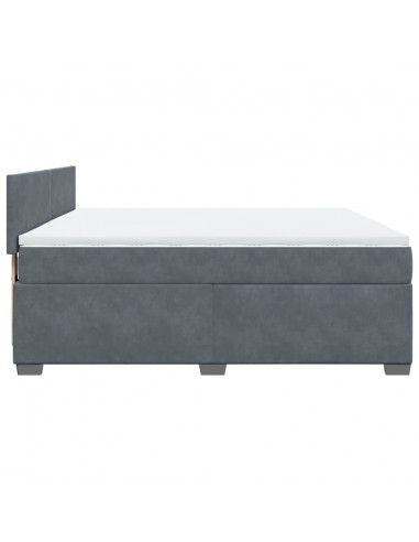 Giroletto a Molle con Materasso Grigio Scuro 180x200 cm Velluto