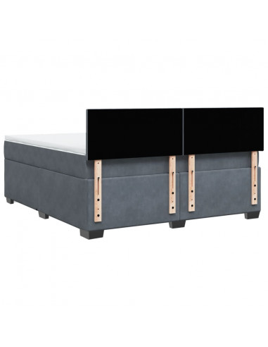 Giroletto a Molle con Materasso Grigio Scuro 180x200 cm Velluto