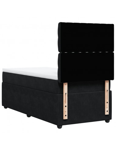 Giroletto a Molle con Materasso Nero 90x200 cm in Velluto