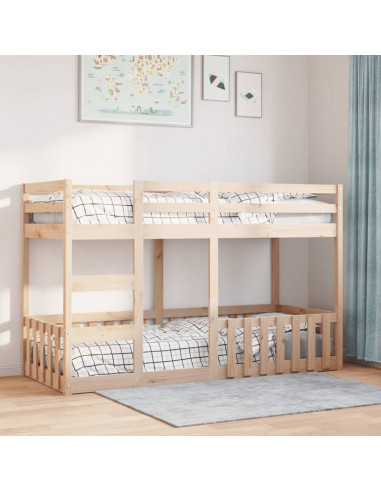 Letto a Castello 75x190 cm in Legno Massello di Pino