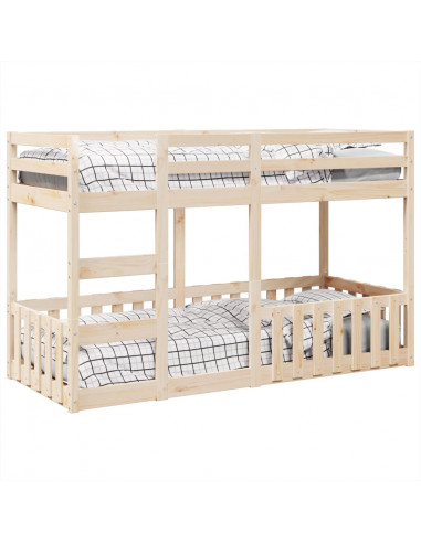 Letto a Castello 75x190 cm in Legno Massello di Pino