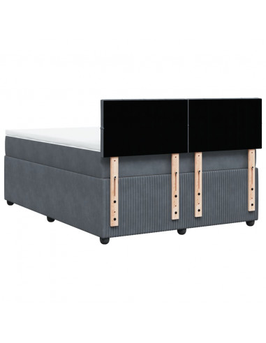 Giroletto a Molle con Materasso Grigio Scuro 160x200 cm Velluto