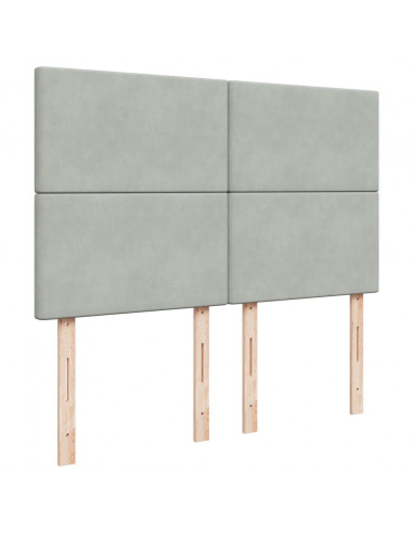 Giroletto a Molle con Materasso Grigio Chiaro 160x200cm Velluto