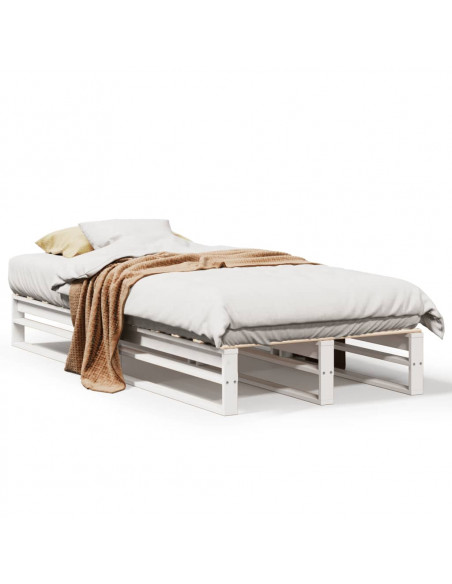 Letto senza Materasso Bianco 75x190 in Legno Massello di Pino