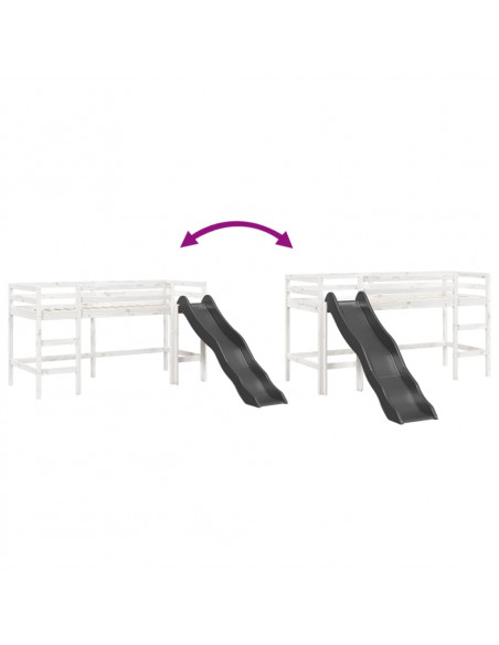 Letto a Soppalco senza Materasso Bambini Bianco 90x200cm Pino
