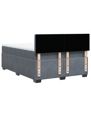 Giroletto a Molle con Materasso Grigio Scuro 140x200 cm Velluto