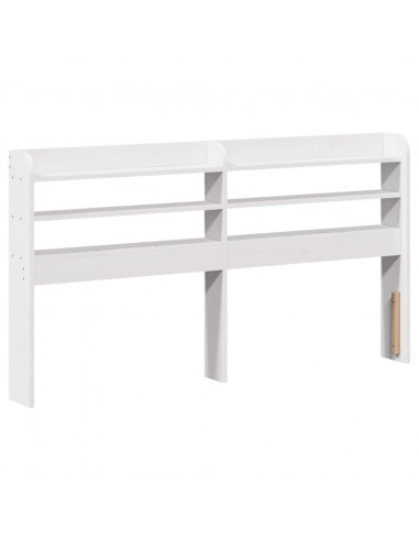 Giroletto con Testiera Bianco 140x190 cm in Legno Massello Pino