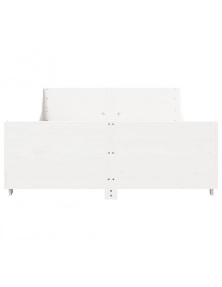 Giroletto con Testiera Bianco 120x190 cm Legno Massello di Pino