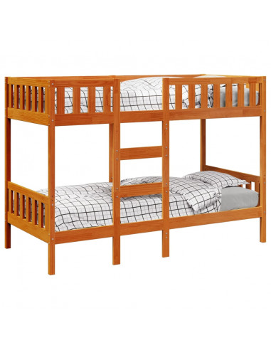 Letto a Castello Marrone Cera 90x190 cm in Legno di Pino