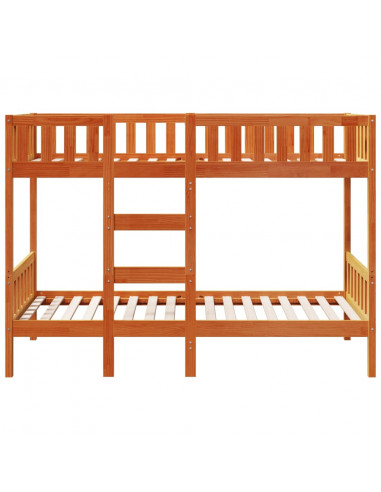 Letto a Castello Marrone Cera 90x190 cm in Legno di Pino