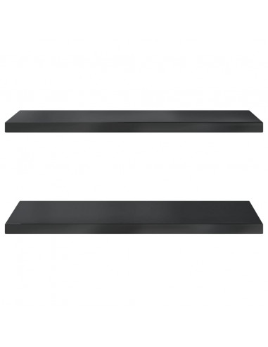 Mensole a Muro 2 pz 75x40x3 cm Nero in Acciaio Inossidabile