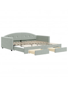 Divano Letto Estraibile Cassetti Grigio Chiaro 100x200 Velluto 2