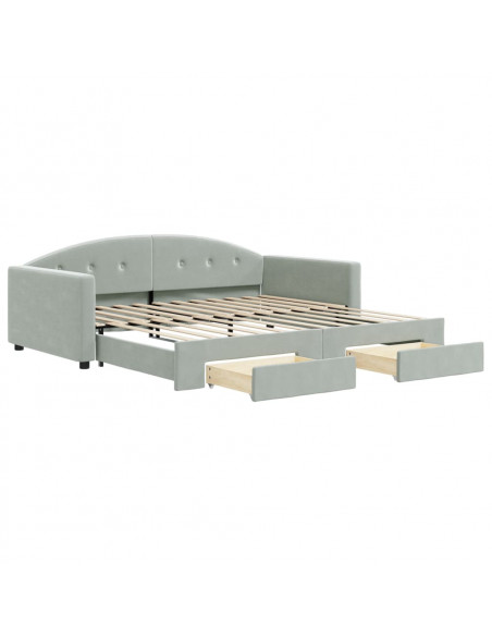Divano Letto Estraibile Cassetti Grigio Chiaro 100x200 Velluto