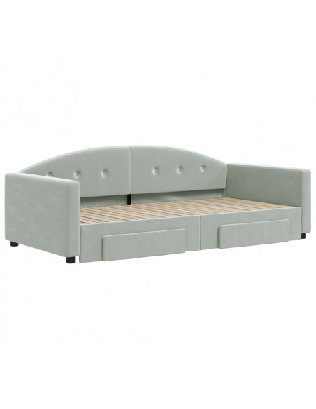 Divano Letto Estraibile Cassetti Grigio Chiaro 100x200 Velluto