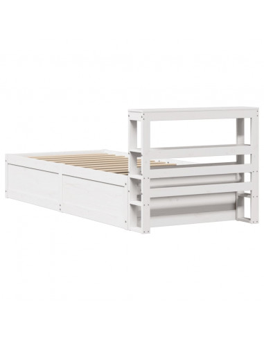 Giroletto con Testiera Bianco 75x190 cm Legno Massello di Pino