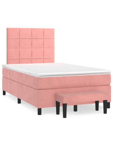 Giroletto a Molle con Materasso Rosa 120x200 cm in Velluto