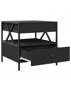 Tavolino da Salotto con LED Infinity Nero 50x50x51 cm 2