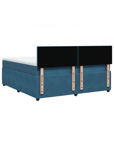 Giroletto a Molle con Materasso Blu 180x200 cm in Velluto