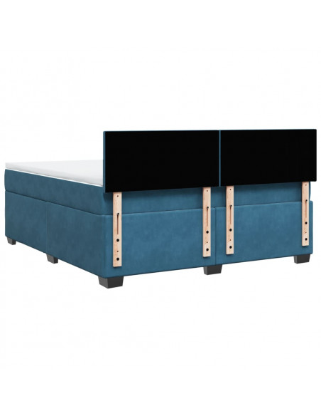 Giroletto a Molle con Materasso Blu 180x200 cm in Velluto