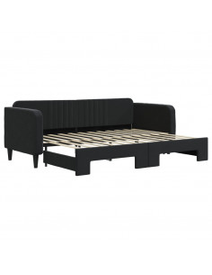 Divano Letto con Letto Estraibile Nero 80x200 cm in Velluto 2