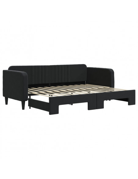 Divano Letto con Letto Estraibile Nero 80x200 cm in Velluto