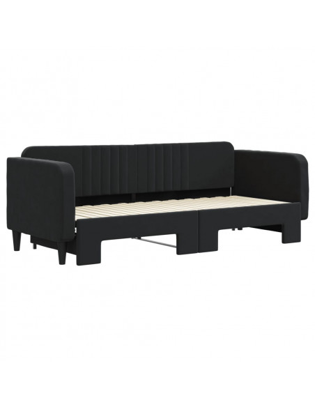 Divano Letto con Letto Estraibile Nero 80x200 cm in Velluto