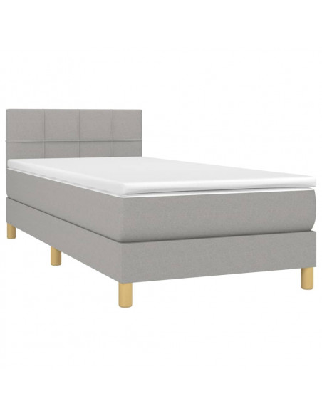 Letto a Molle Materasso e LED Grigio Chiaro 90x200 cm Tessuto