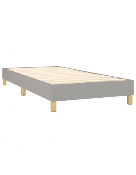 Letto a Molle Materasso e LED Grigio Chiaro 90x200 cm Tessuto