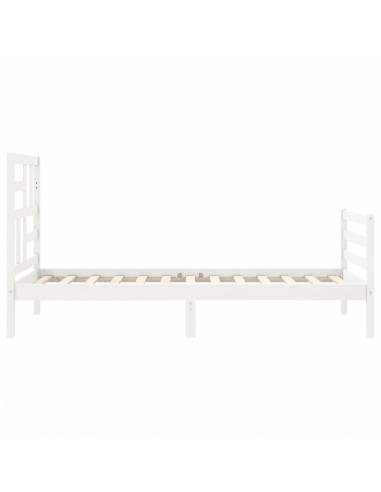 Giroletto con Testiera Bianco 90x200 cm in Legno Massello