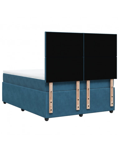 Giroletto a Molle con Materasso Blu 140x200 cm in Velluto