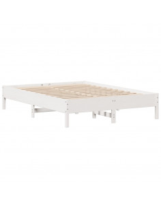 Letto senza Materasso Bianco 140x200 cm Legno Massello di Pino 2