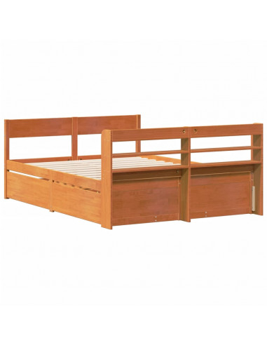 Letto senza Materasso Marrone Cera 140x190 cm in Legno di Pino