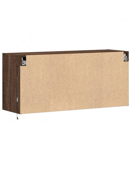 Mobile TV a Parete con Luci LED Rovere Marrone 100x31x45 cm
