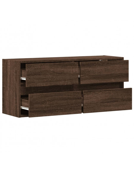 Mobile TV a Parete con Luci LED Rovere Marrone 100x31x45 cm