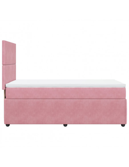 Giroletto a Molle con Materasso Rosa 100x200 cm in Velluto
