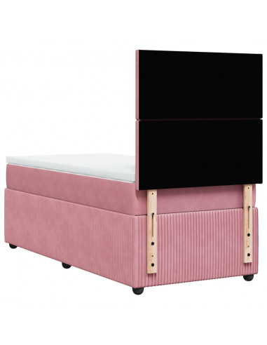 Giroletto a Molle con Materasso Rosa 100x200 cm in Velluto