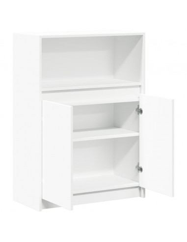 Credenza con LED Bianca 72x34x100 cm in Legno Multistrato