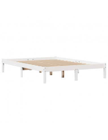 Letto senza Materasso Bianco 160x200 cm Legno Massello di Pino