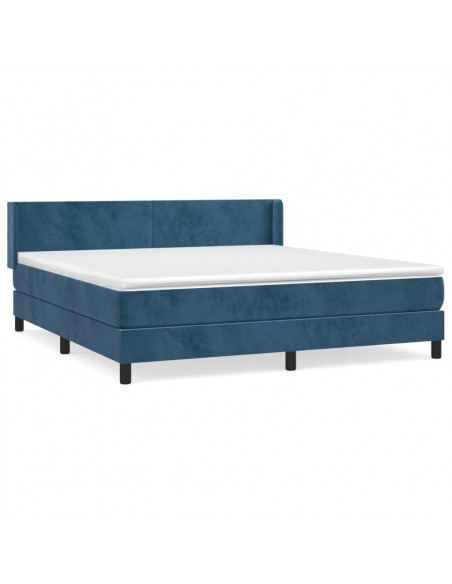 Giroletto a Molle con Materasso Blu Scuro 160x200 cm in Velluto