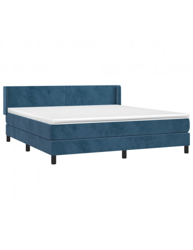 Giroletto a Molle con Materasso Blu Scuro 160x200 cm in Velluto