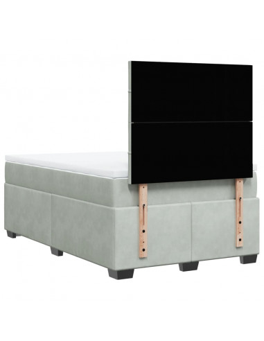 Giroletto a Molle con Materasso Grigio Chiaro 120x200cm Velluto