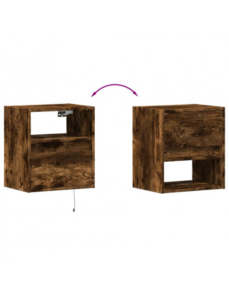 Mobili TV a Parete con Luci LED 2pz Rovere Fumo 41x31x45 cm