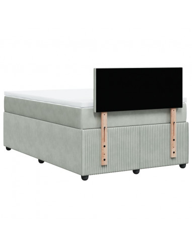 Giroletto a Molle con Materasso Grigio Chiaro 120x200cm Velluto