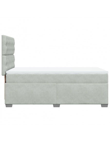 Giroletto a Molle con Materasso Grigio Chiaro 90x190 cm Velluto