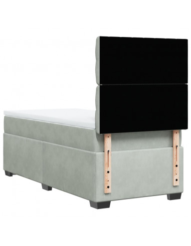 Giroletto a Molle con Materasso Grigio Chiaro 90x190 cm Velluto