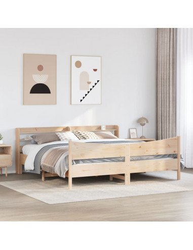 Giroletto con Testiera 200x200 cm in Legno Massello di Pino