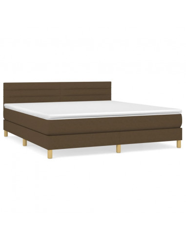 Giroletto a Molle con Materasso Marrone Scuro 180x200cm Tessuto