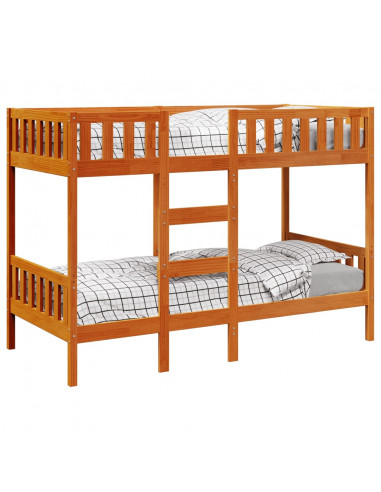 Letto a Castello Marrone Cera 90x200 cm in Legno di Pino