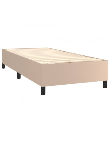 Giroletto Molle Materasso e LED Cappuccino 90x200 cm Similpelle